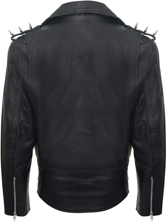 Mens Fringe Hide Leather Brando Tasseled Motorcycle Jacket Retro Biker