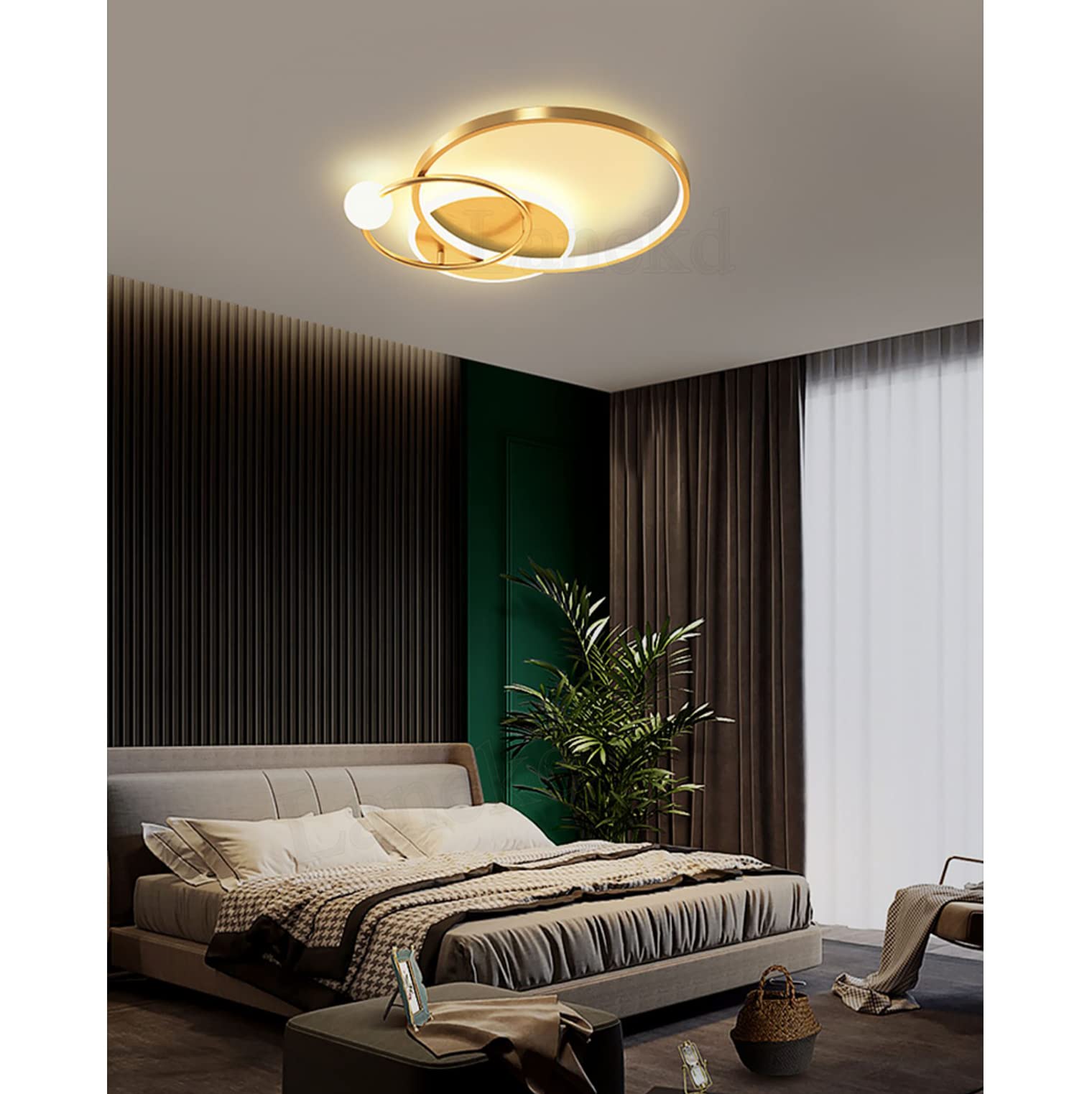 WSXEDC LED Deckenleuchte 70cm Gold - Dimmbare 50W Ringleuchte Für Wohnzimmer & Schlafzimmer