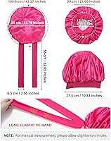 Vista 3 de Gorro de satén para mujer, gorro de seda para dormir, gorro de pelo rizado con banda de corbata, doble capa para dormir, envoltura para el cabello