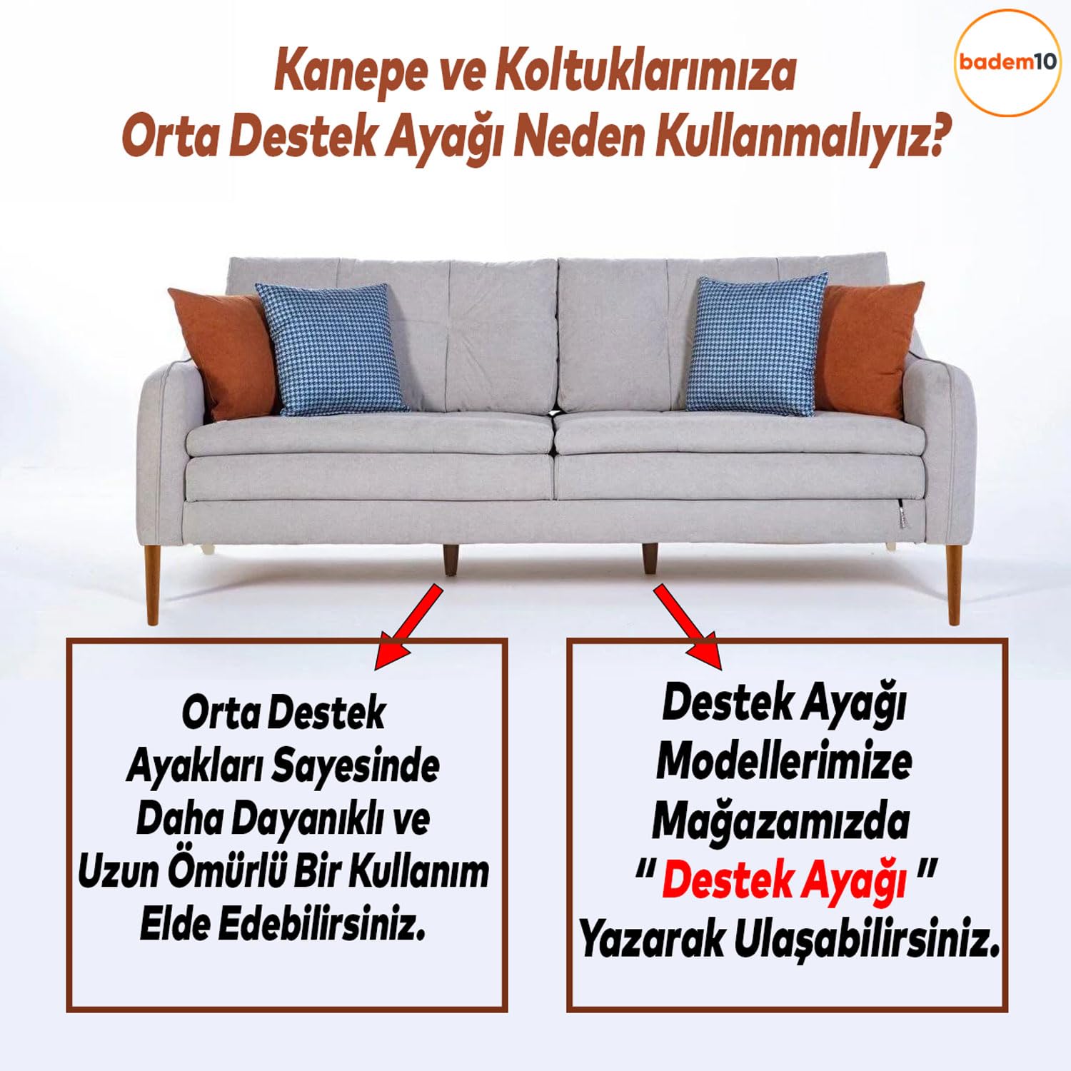Ahşap Ayak Masa Sehpa Tabure Puf Ünite Mobilya Ayağı M8 Civata 20 cm Ayak+Bağlantı Aparatı 8'li SET