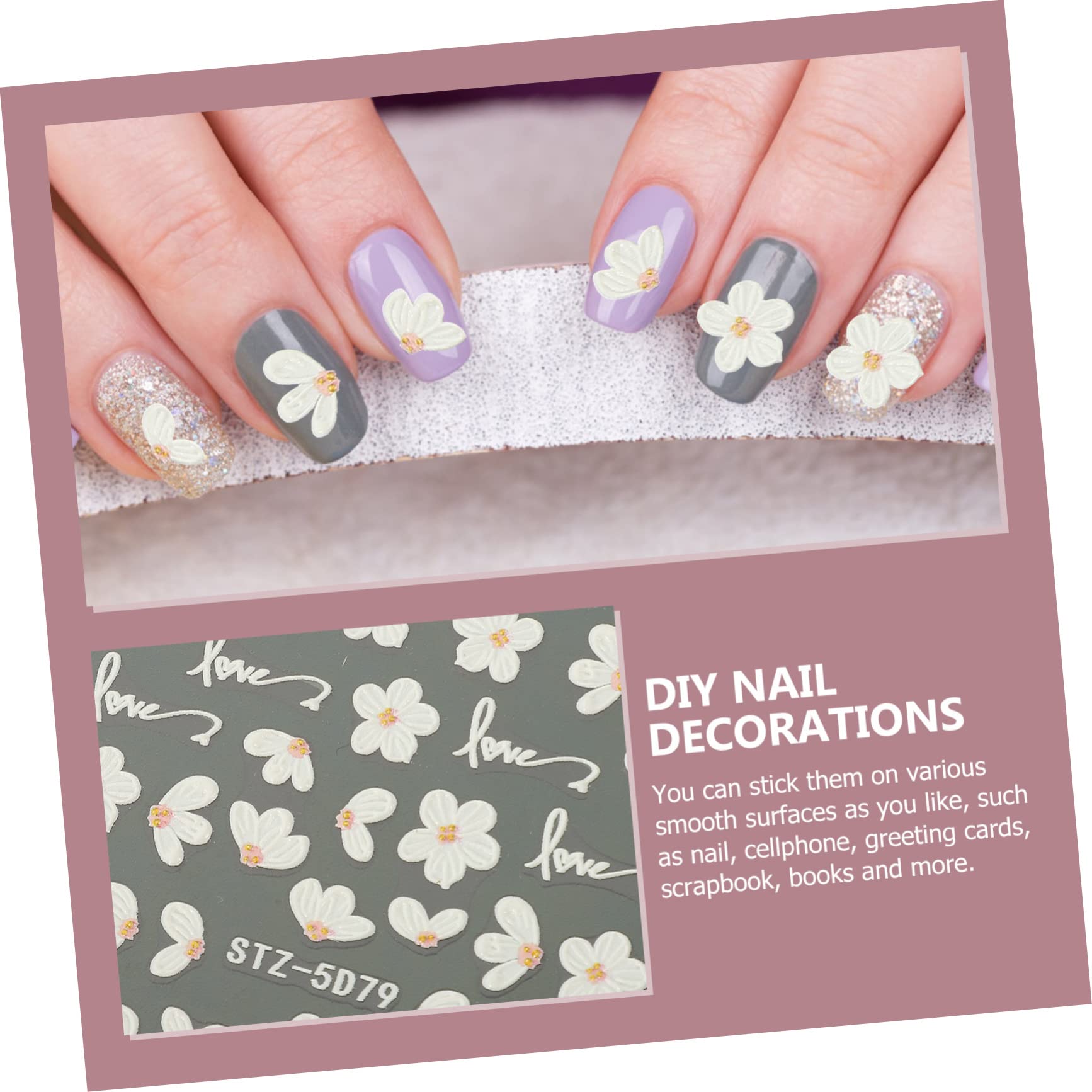 5 Set Adesivi Per Unghie Floreali Fiore Decalcomanie Per Le Nail Art Uv Decalcomanie Per Unghie Floreali Adesivi Per Decalcomanie Per Unghie Resina 3 Fogli*5