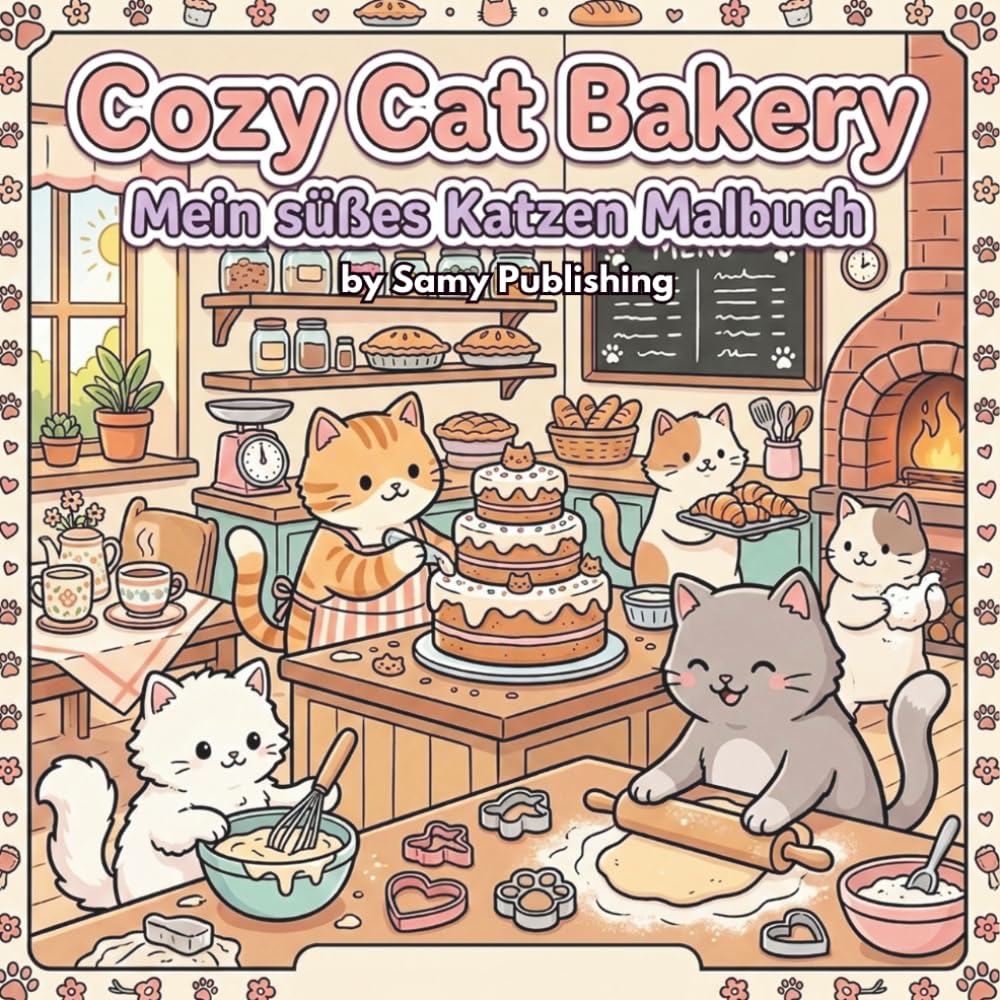 Cozy Cat Bakery – Mein süßes Katzen Malbuch: 40 detailreiche Ausmalbilder mit süßen Katzen in gemütlichen Bäckerei- und Küchenszenen zum Entspannen ... und Erwachsene (Cozy Cats Malbuch-Serie)