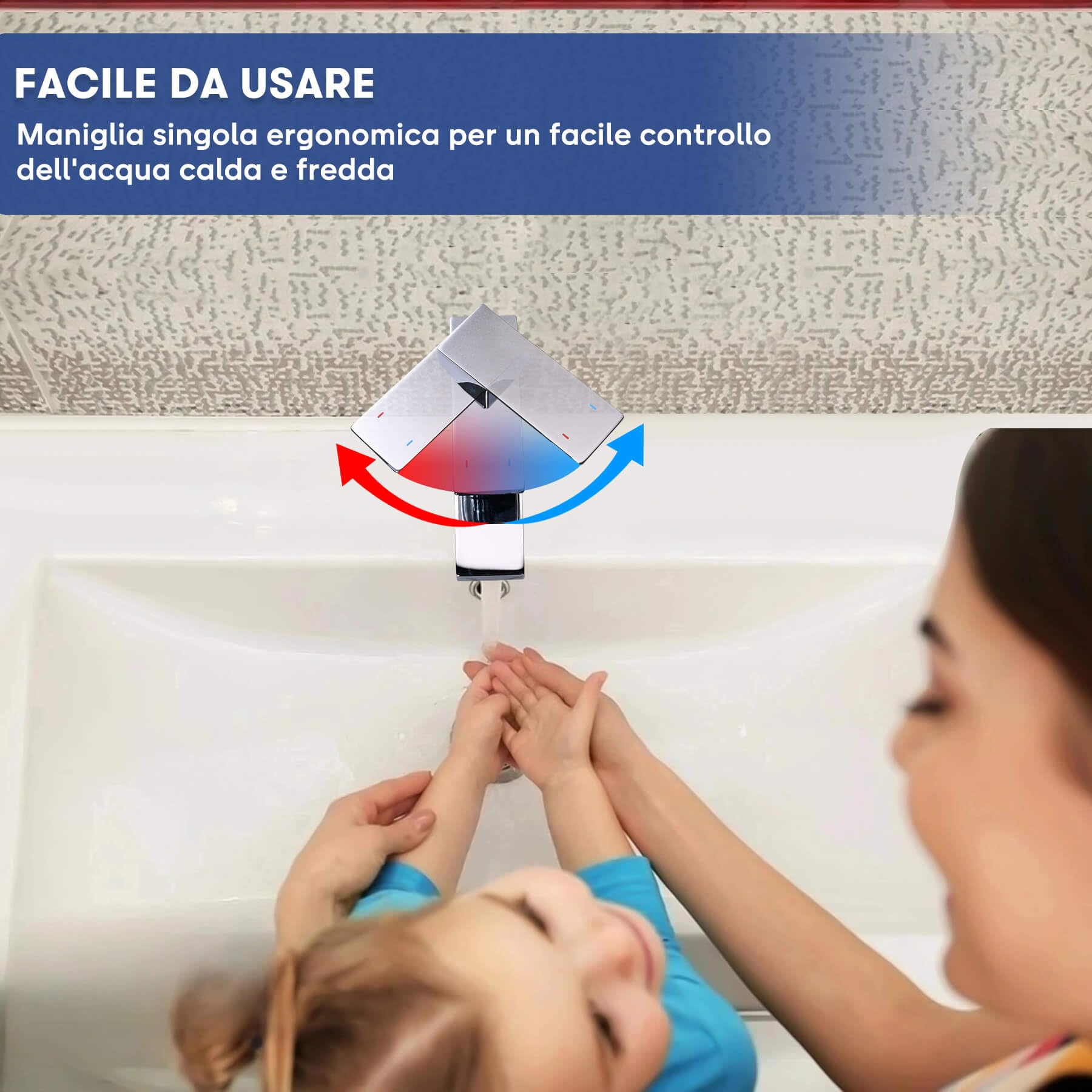 Rubinetto Lavabo Monoleva Cromo Miscelatore Monocomando per Bagno con Altezza del Beccuccio di 110 MM con Aeratore Anticalcare e Cartuccia Ceramica, Design Moderno, Senza Piombo