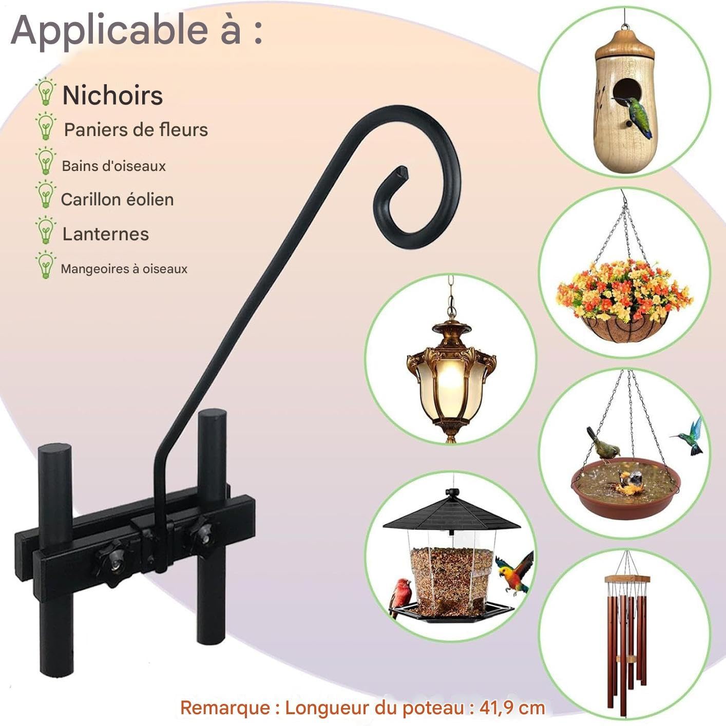 Ganci da pastore esterno resistenti supporto metallico per balcone giardino cortile