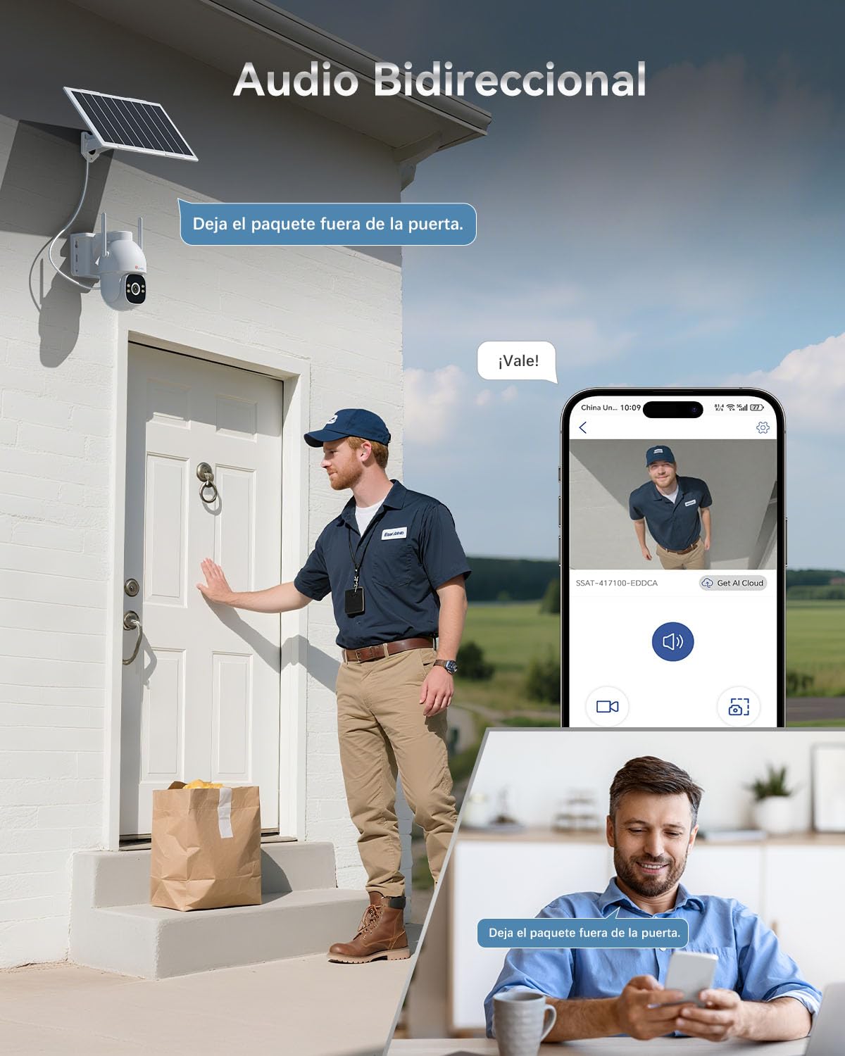 Ctronics Camara Vigilancia AOV Grabación 24/7, Camara Solar 4G con Panel | Solar de 8W y Batería de 15600 mAh, Detección de Personas Hasta 30 m y Seguimiento Automático, Cámara PTZ con Tarjeta SIM