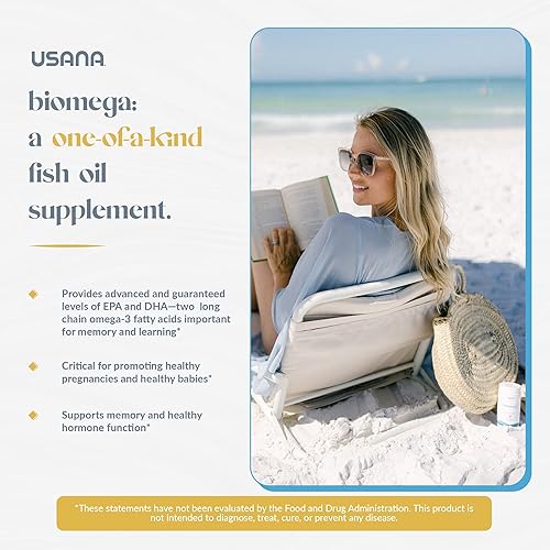 Miniatura 6 de USANA Suplemento de aceite de pescado BiOmega 3 con ácidos grasos Omega 3 para apoyar la salud del corazón, el cerebro, los ojos, la piel y las