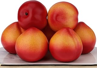 Gresorth 6pcs Lifelike Artificial Peaches - Realistic Fake Nectarine Fruits for Home Party Kitchen Christmas Decor
