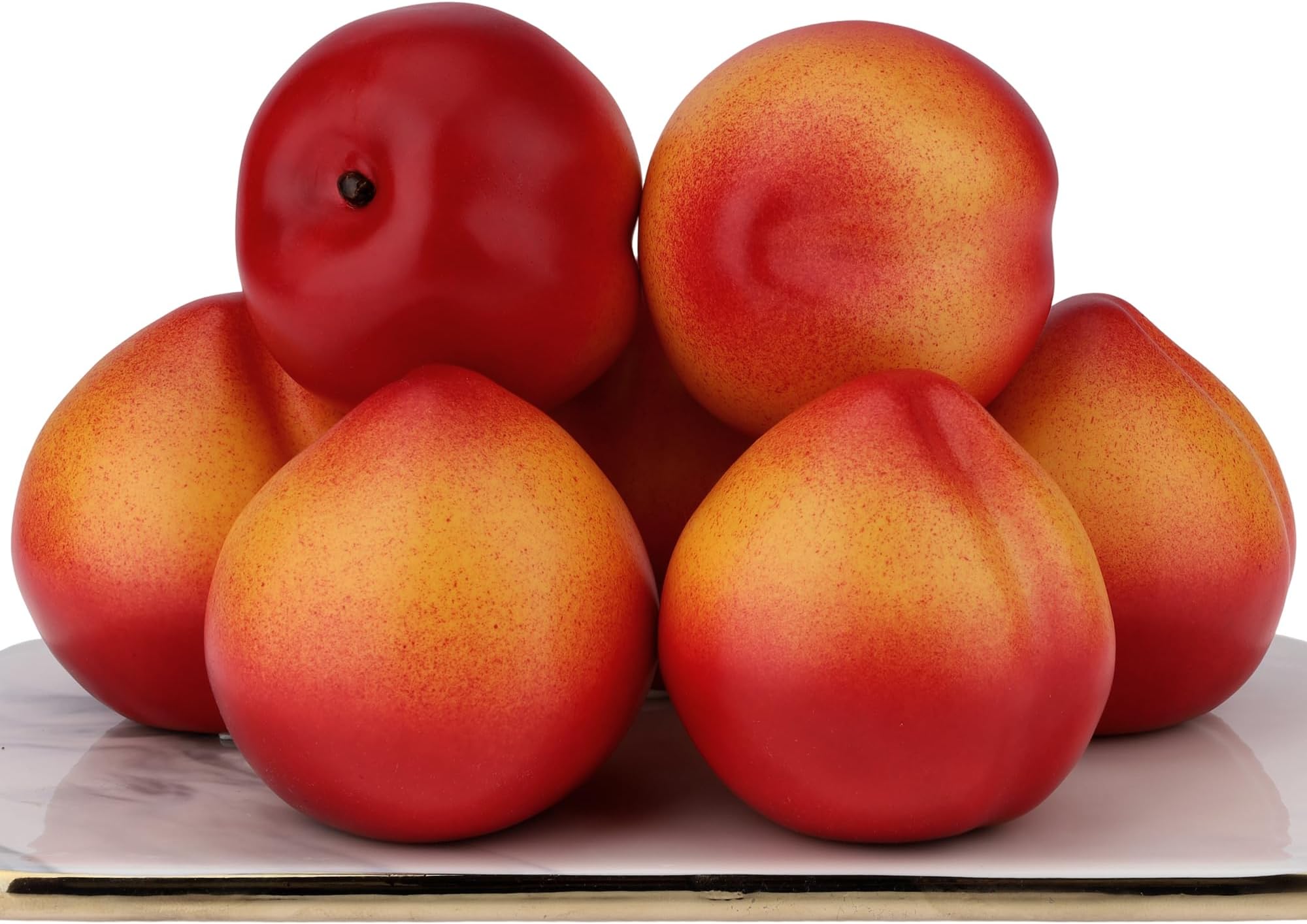 Gresorth 6pcs Artificial Peach Decoration Fake Nectarine Fruit Display Faux Lifelike Fruits Ornament Home Party Kitchen Christmas