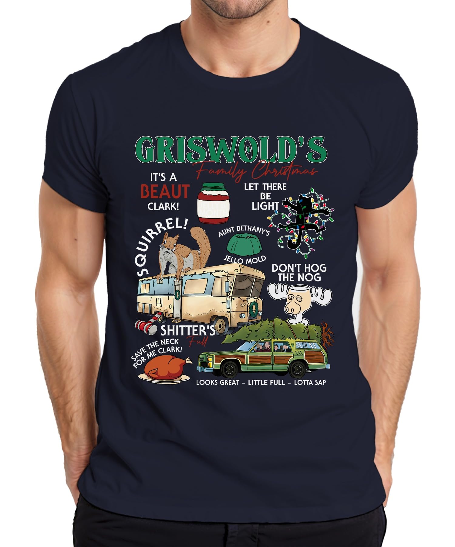 Printera Men's Navy Griswolds Family Christmas Beautiful Gift Quotes - Christmas Xmas T-Shirt, 3XL