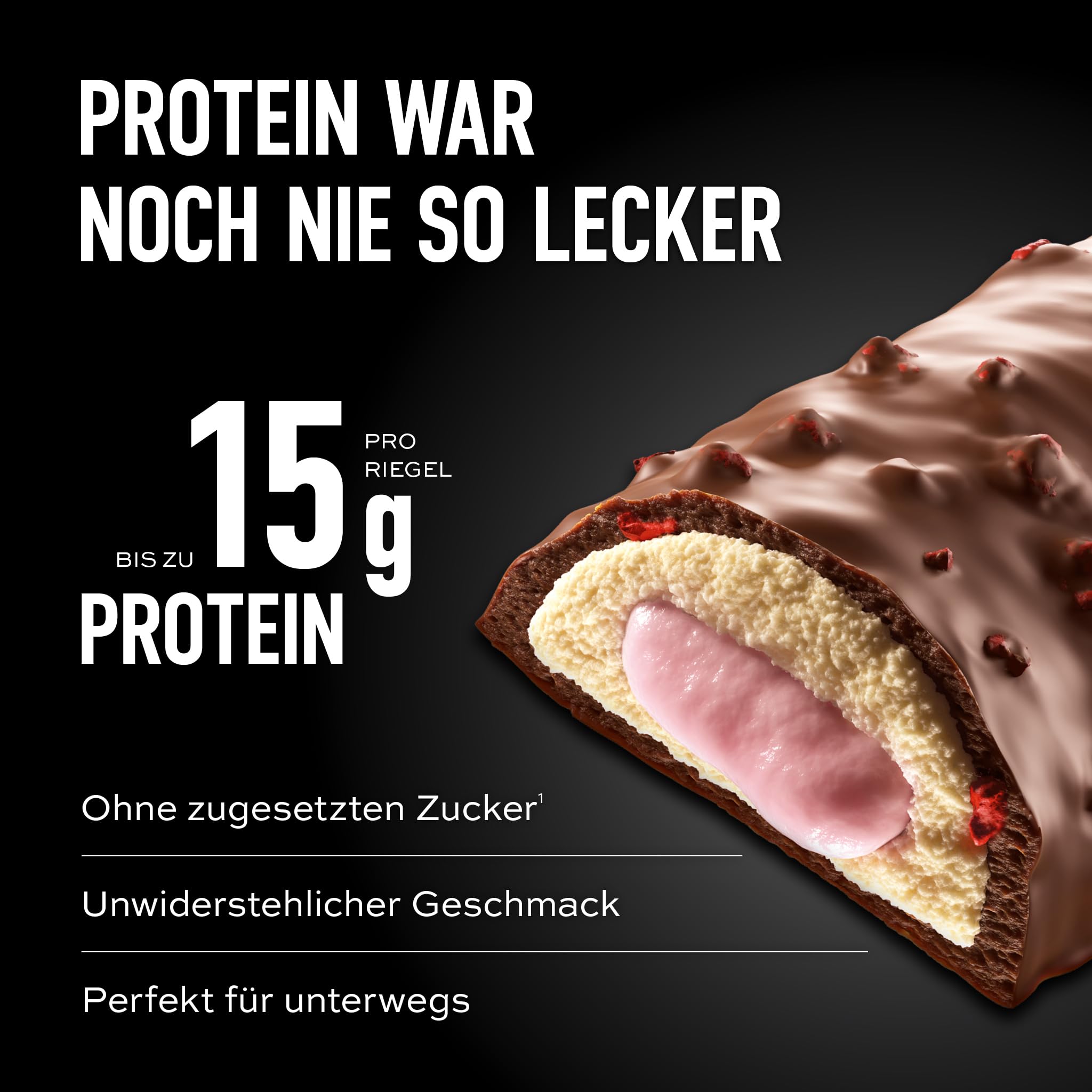 ESN Designer Bar Box, Strawberry Yogurt, 12 x 45 g, der ideale Snack mit bis zu 15 g Protein pro Riegel, made in Germany