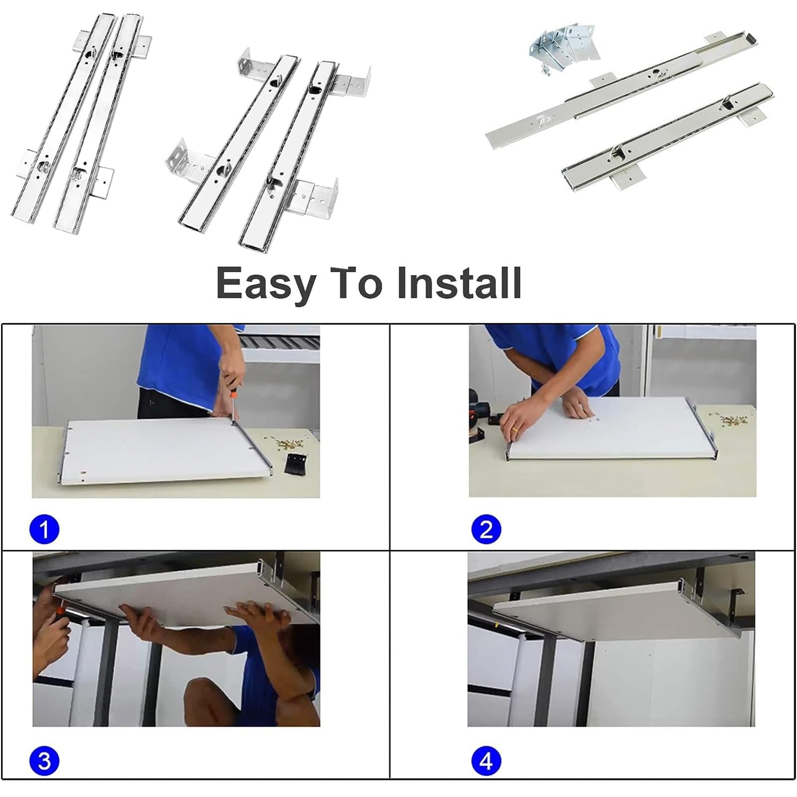 Toetsenbord Lade Glijders Verstelbaar Onder Bureau Ladegeleiders - 1-paar Zware Bal Gelagerde Glijders, Ondersteuning 50 Kg, Voor Onder Bureau Schuiven Plank/Kast Meubilair Rail
