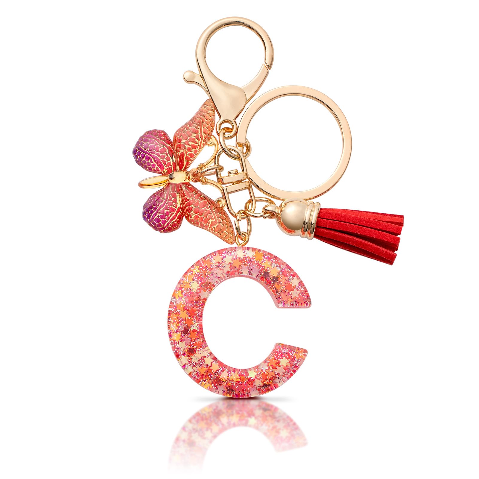 MORSUNBELA Schlüsselanhänger Buchstabe Mädchen Keychain mit Anfangsbuchstabe Schlüssel Anhänger mit Buchstaben für Frauen Damen