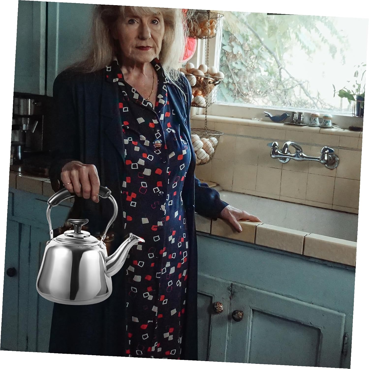 UPKOCH Whistling Tea Kettle 1L Stovetop Tea Pot Stainless Steel Coffee Kettle with Filter Screen Heating Water Container Water Carafe Jug for Boiling Water