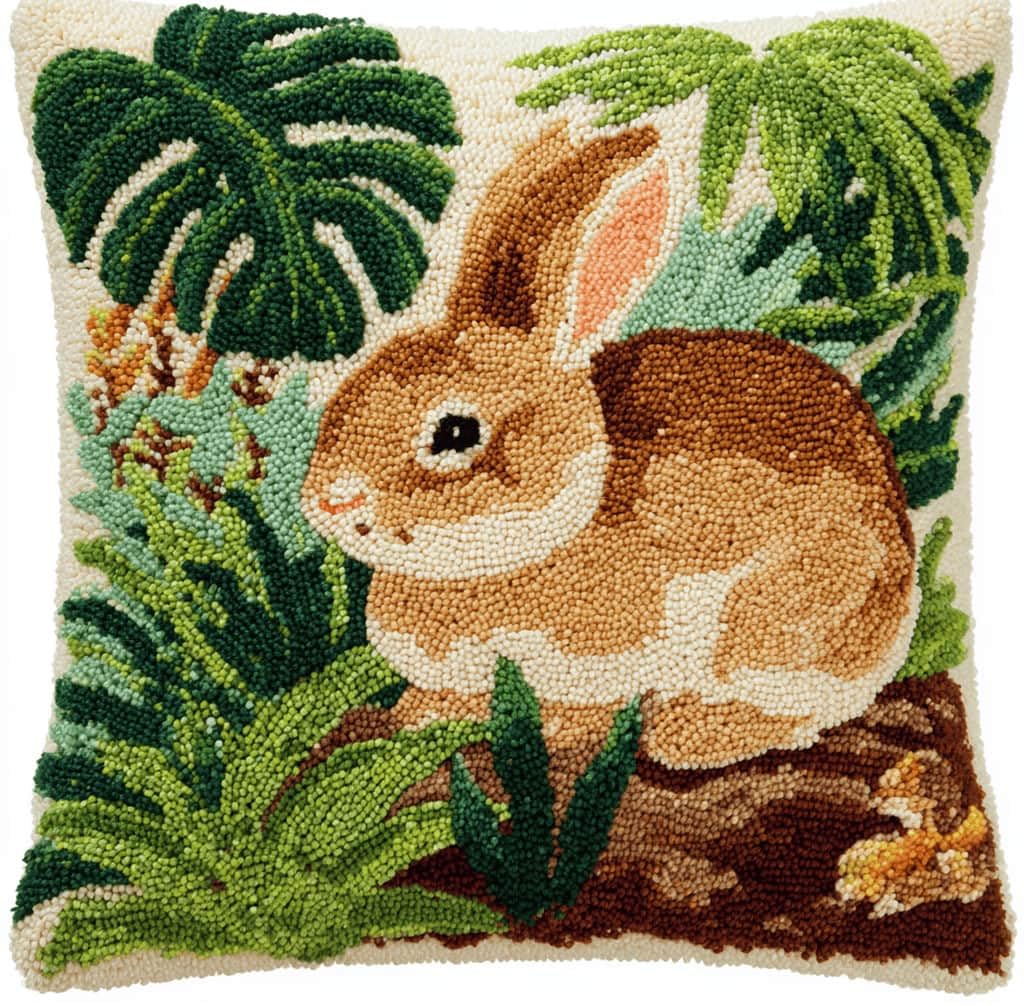 Kitquiver Latch Hook Kits for Adults Rabbit Rug Cover Pillowcase Beginner