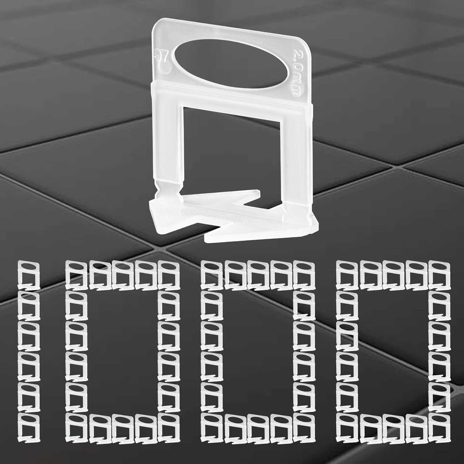 1000 sistemas de nivelación de azulejos, 4 mm, herramienta para azulejos, accesorios para colocación de baldosas, lengüetas para azulejos autoadhesivos, espaciadores, cuñas de azulejos, sistema de