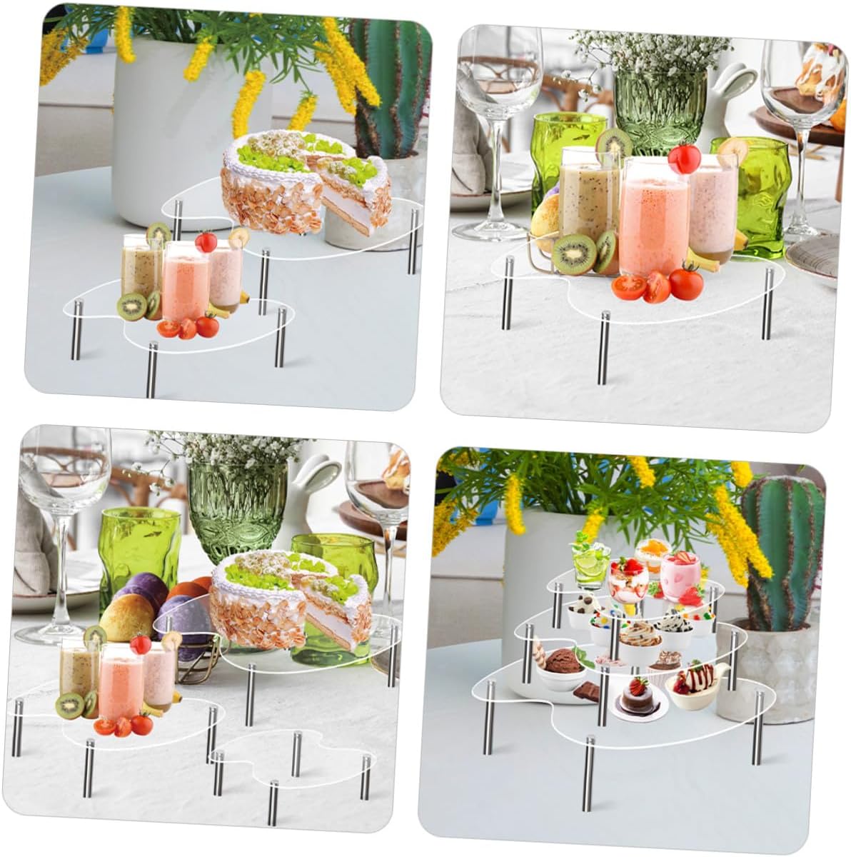 Vaguelly Acrylic Tiered Display Stand Set for Collectible Figures and Mini Cakes, Multi-layer Organizer Medium, Large Extra Large Sizes, Suitable for Storage and Party Dessert Table