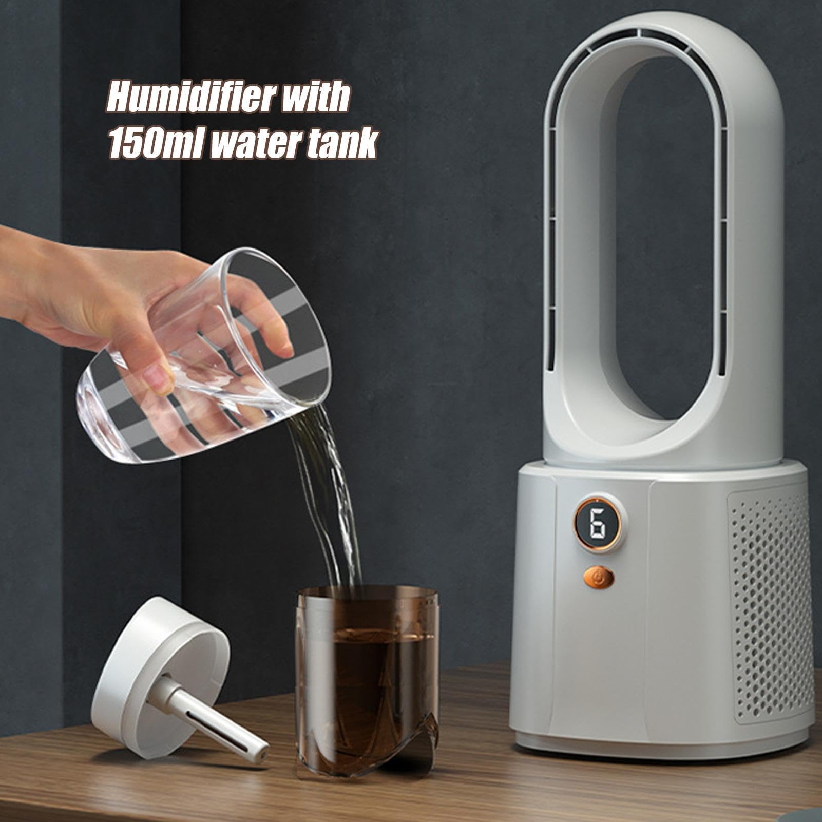 Ventilatore da Tavolo 6 velocità silenzioso con illuminazione ambientale | Ventilatore a Batteria Per Camera Da Soggiorno Ufficio Viaggio Campeggio