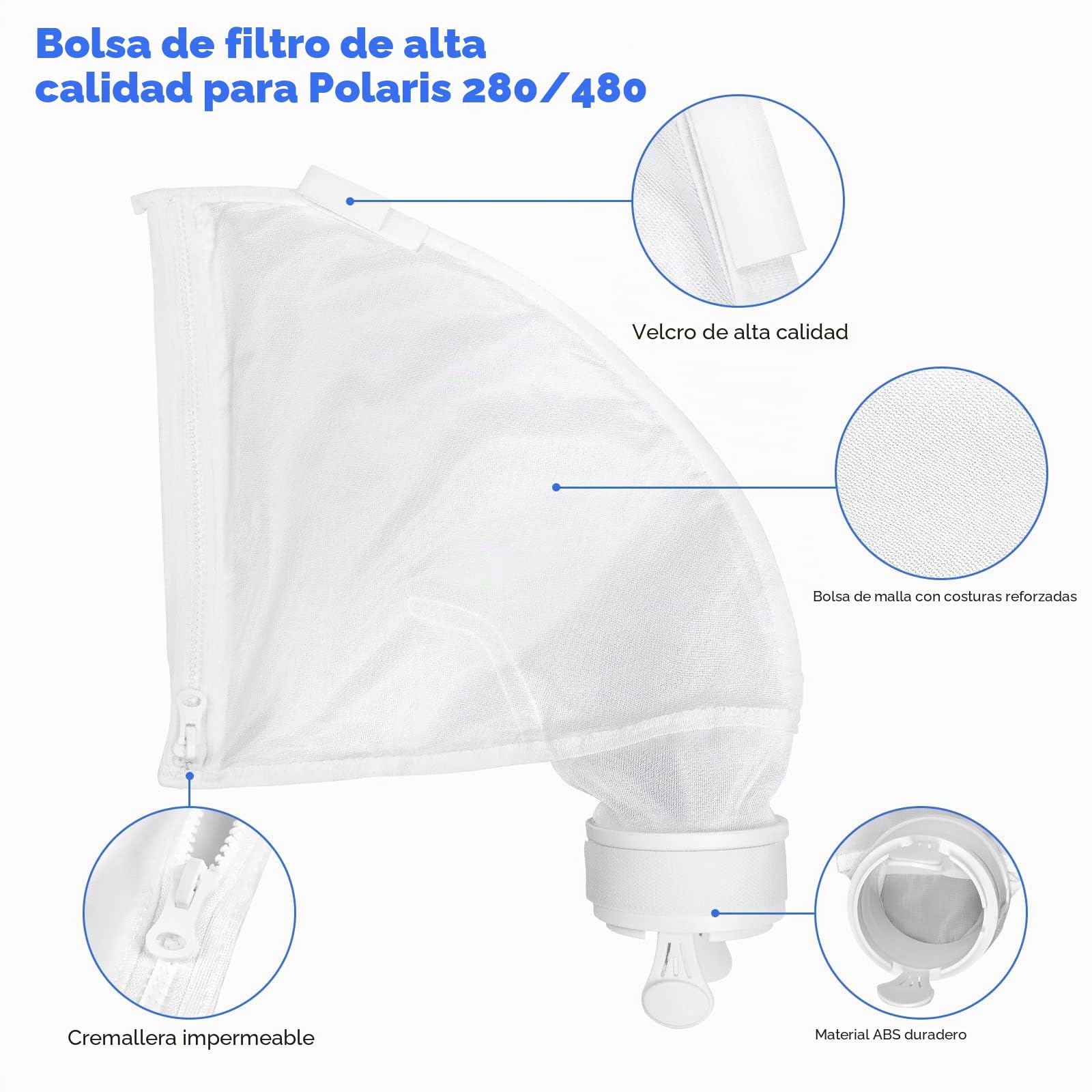 Pack De 2 Bolsas Filtrantes De Nailon Para Limpiadores Polaris 280 Y 480, Compatibles También Con K13 Y K16