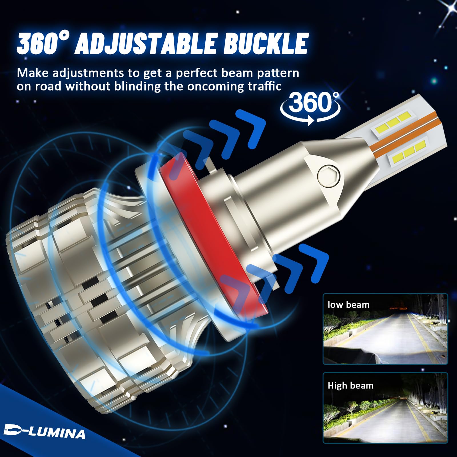 D-Lumina Lampadina H8 LED per Lenticolari Canbus 120W 20000LM Auto Lampada per Faro Lenticolare 6000K,12V,2 pezzi