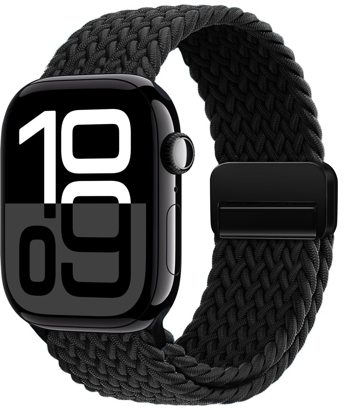 OMECKY Magnetic Braided Loop Band Compatible with Apple Watch Series 11 10 42mm 9 8 7 6 5 4 40mm 41mm for Women Men, Stretchy Nylon Elastic Sport