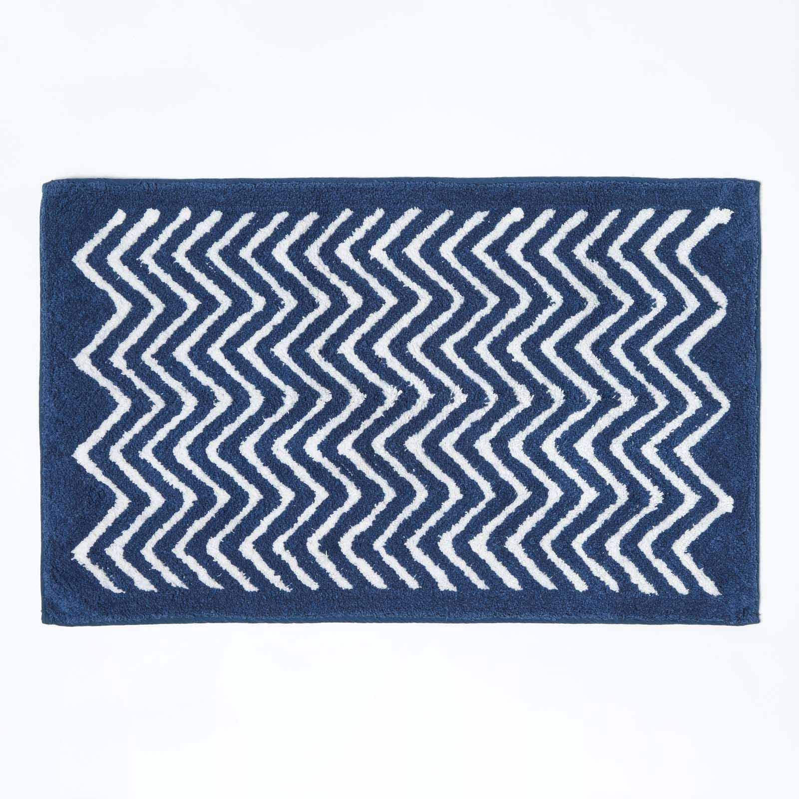 Homescapes Navy Super Absorbent Soft Tidal Cotton Bathmat In