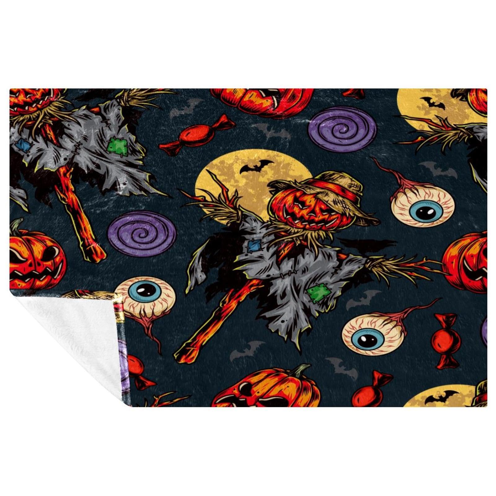 Plaid citrouille et épouvantail couverture douce cadeau automne