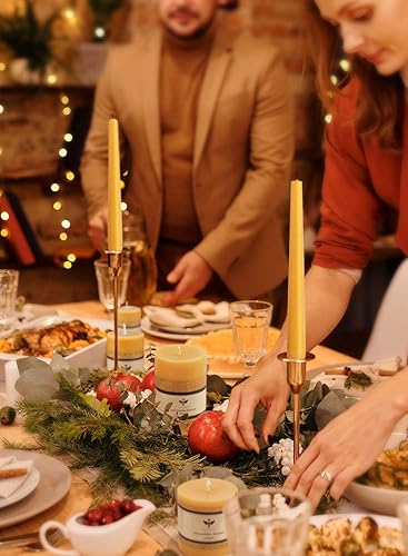 Miniatura 10 de Juego de 6 velas cónicas de cera de abeja natural de 10 pulgadas, color naranja brillante