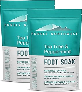 Tea Tree,Peppermint,MSM & Epsom Salt Foot Soak-for Athletes Foot Burning & Itching-Stubborn Foot Odor-Softens Callouses-So...
