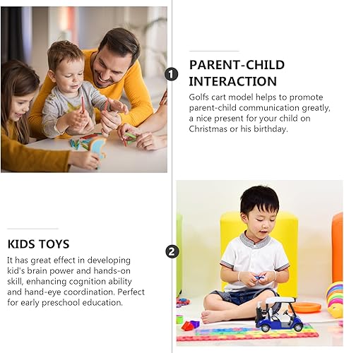 Miniatura 5 de Veemoon Juguete de carrito de golf pequeño, 4 piezas de metal fundido a presión, modelo de carro de golf, juguete de coche de acción pequeño, carros