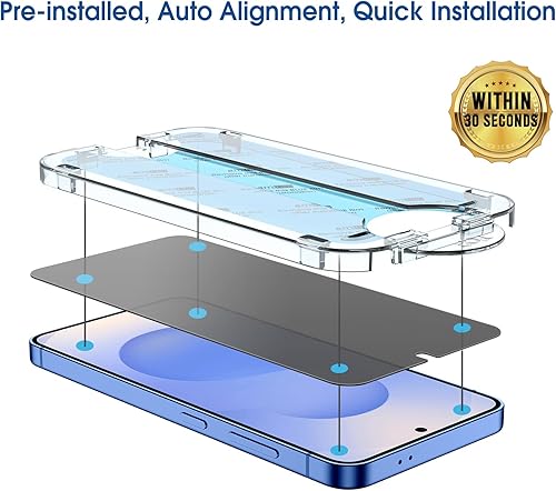 Miniatura 10 de amFilm OneTouch - Protector de pantalla de privacidad para Samsung Galaxy S24 de 6.2 pulgadas + protector de lente de cámara, vidrio templado,