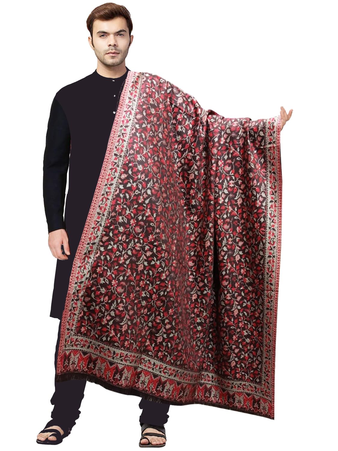 Men's Ethnic Shawl/Stole for Men, Faux Pashmina, Traditional Kashmiri Kani Design Shawl for Winters-image-23