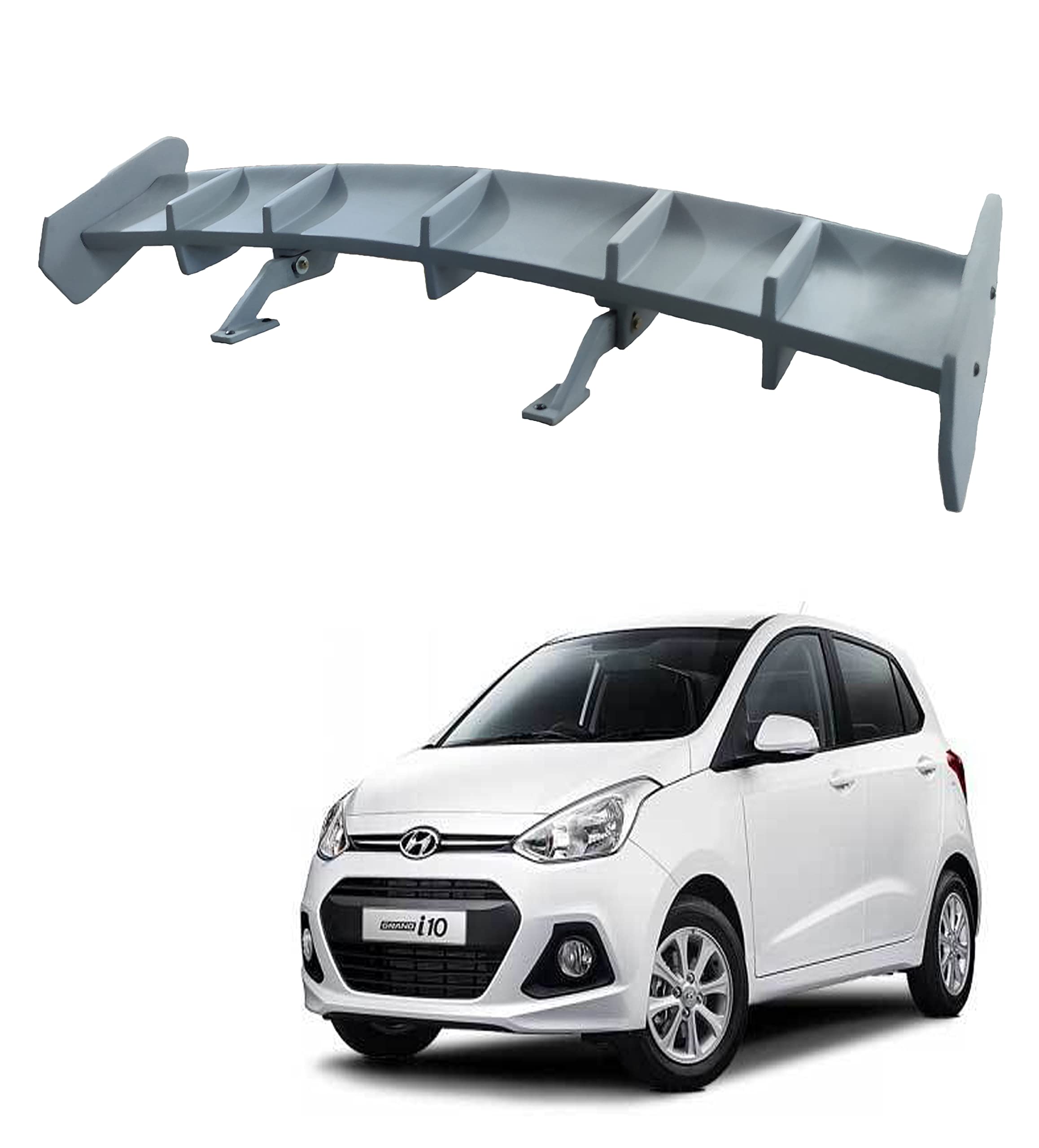 Back2Tracks - B2T AUTOMOTIVE® Car Spoiler Compatible with Hyundai I 10 (Unpainted - Ps Grey color) Car Spoiler with Light Weight Fiber Reinforced Plastic (FRP) Drilling Required.