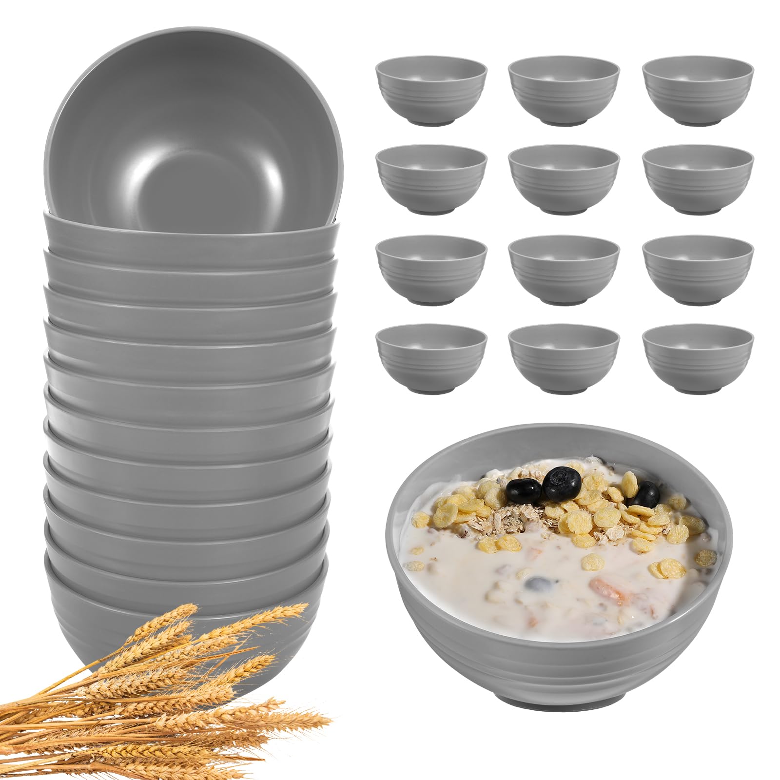 HEYCOME Wheat Straw Bowls - 12 Pcs Unbreakable -19 HEYCOME Wheat Straw Bowls - 12 Pcs Unbreakable -19