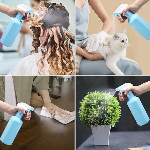 Miniatura 5 de Botella rociadora de plástico con boquilla ajustable de 16.9 onzas, a prueba de fugas, recipiente vacío recargable para agua, limpieza, cabello,