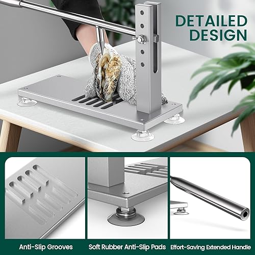 Miniatura 3 de Abridor de almejas de ostras, máquina ajustable para desbrozadora de ostras, juego de herramientas que incluye cuchillos, guantes y clip en G,