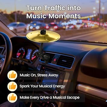 2026 Upgraded Mini Car Cymbal Air Vent Drum,Funny White Elephant & Christmas Gifts, Non-Blocking Car Crash Cymbals,Stocking Stuffers for Men, Music Lovers, Family & Friends, Car Vent Decoration