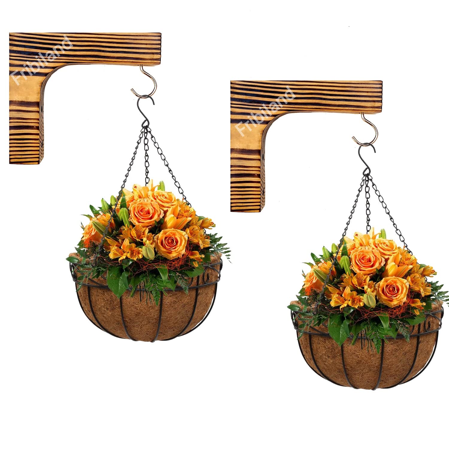 Fribiland Wooden Hanging Plant Hooks, 7-inch Wall Brackets Hooks for Indoor Outdoor Flower Pots, Lanterns, Planters, Wind Chimes, Bird Feeders (2 Pack)-image-29