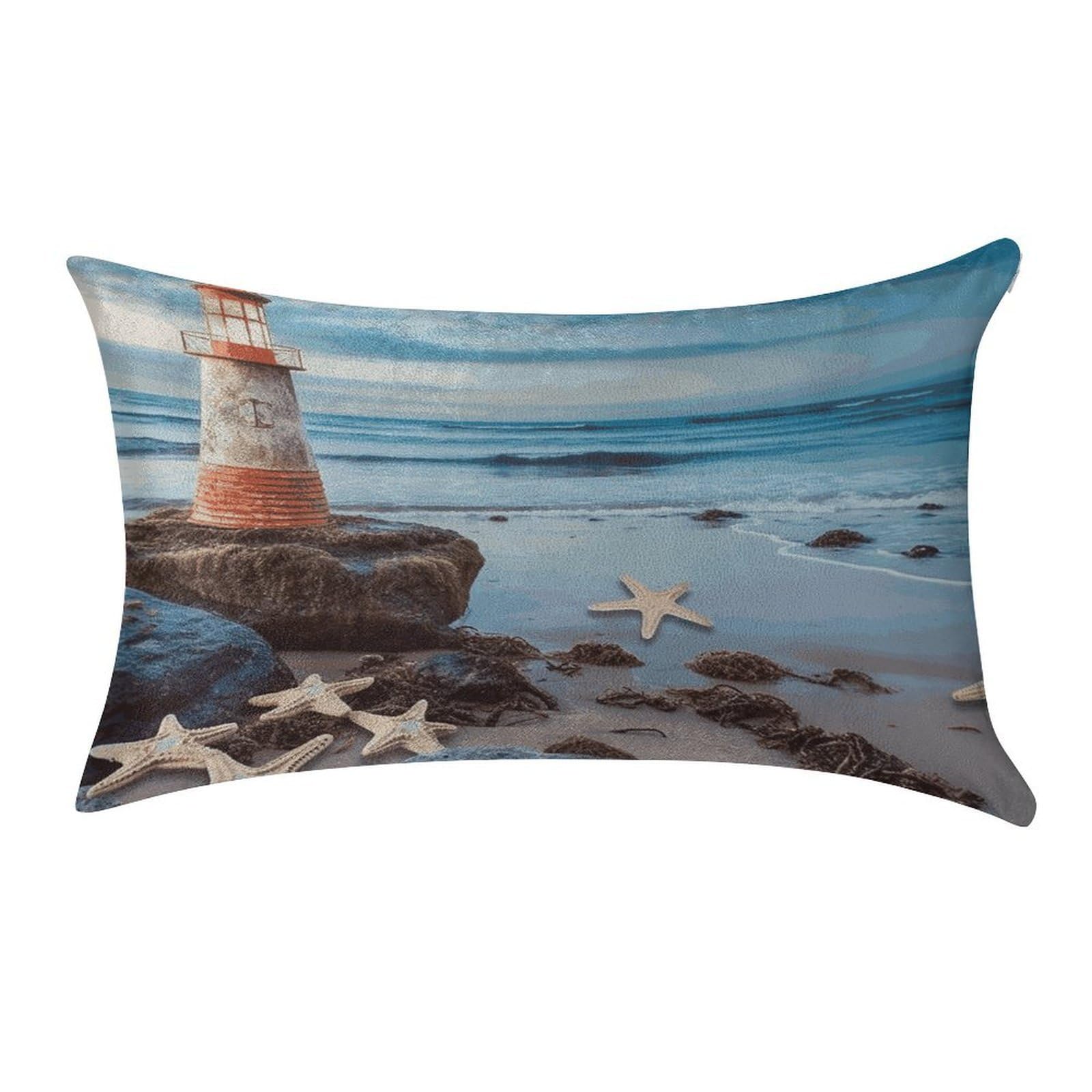 MUSM Starfish Lighthouse Beach Pillow Case 12"X20" Luxury Velvet Throw Pillow Cover Fade Resistant Cozy Soft Pillowcases Pillow Protector Pillow Shams Lumbar Pillow Shells for Home&Gifts