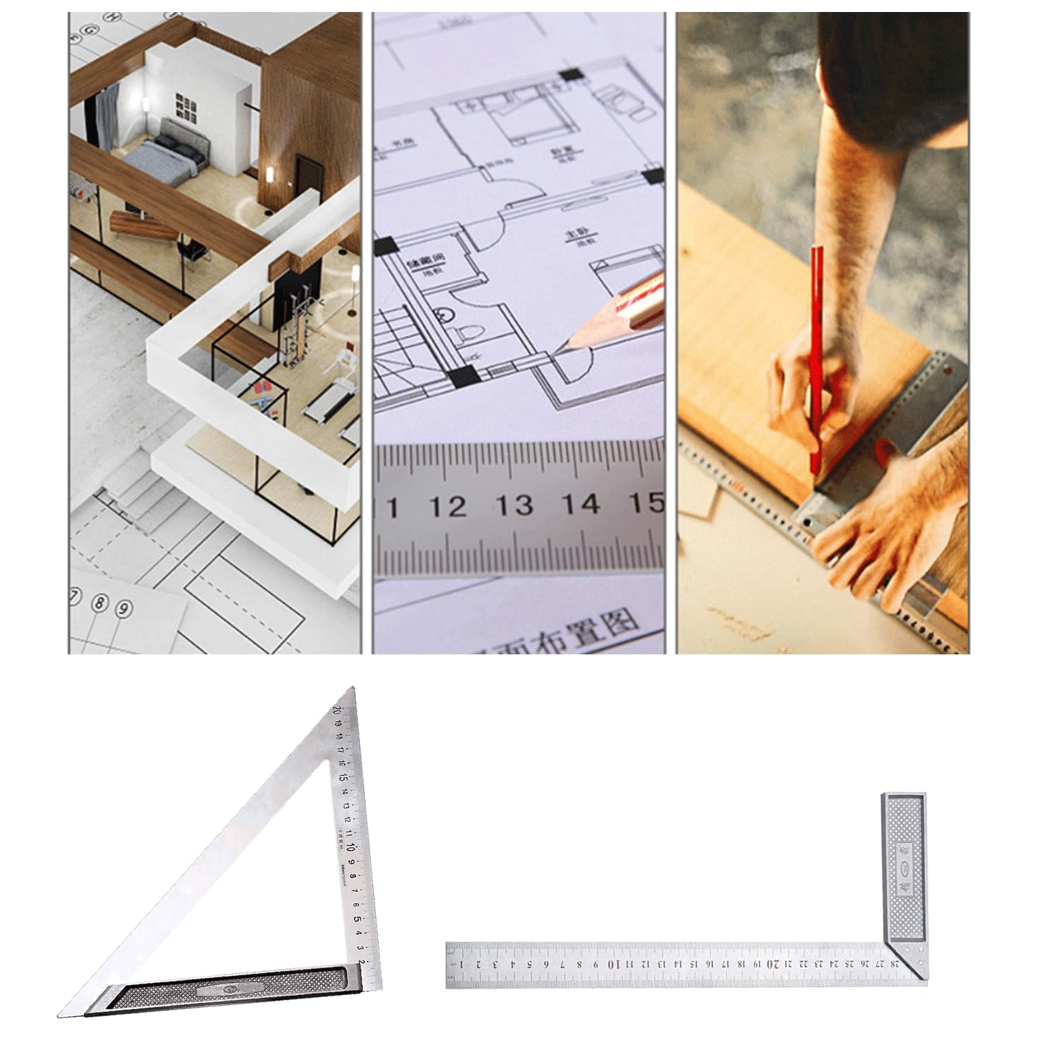 Squadra Da Falegname 300mm In Acciaio - Per Misurare Angoli 45° E 90° | Precisione Professionale - Foto 2