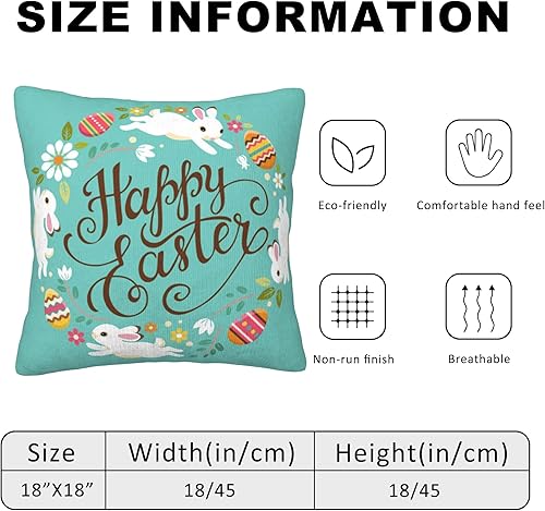Miniatura 3 de FOISIIAEA Juego de 2 fundas de almohada decorativas de 18 x 18 pulgadas, diseño de huevos de Pascua, para sala de estar, dormitorio, sofá
