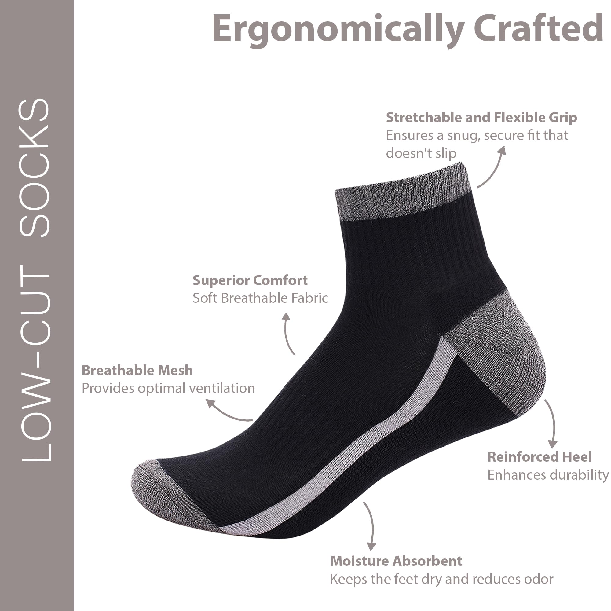 BALENZIA SocksXpress Men's Cushioned High Ankle Sports/Gym Socks (Free Size) Made with 100% Cotton & Spandex. Pack of 3 (Multicolour) | Terry/Towel Ankle Socks for Men. 1