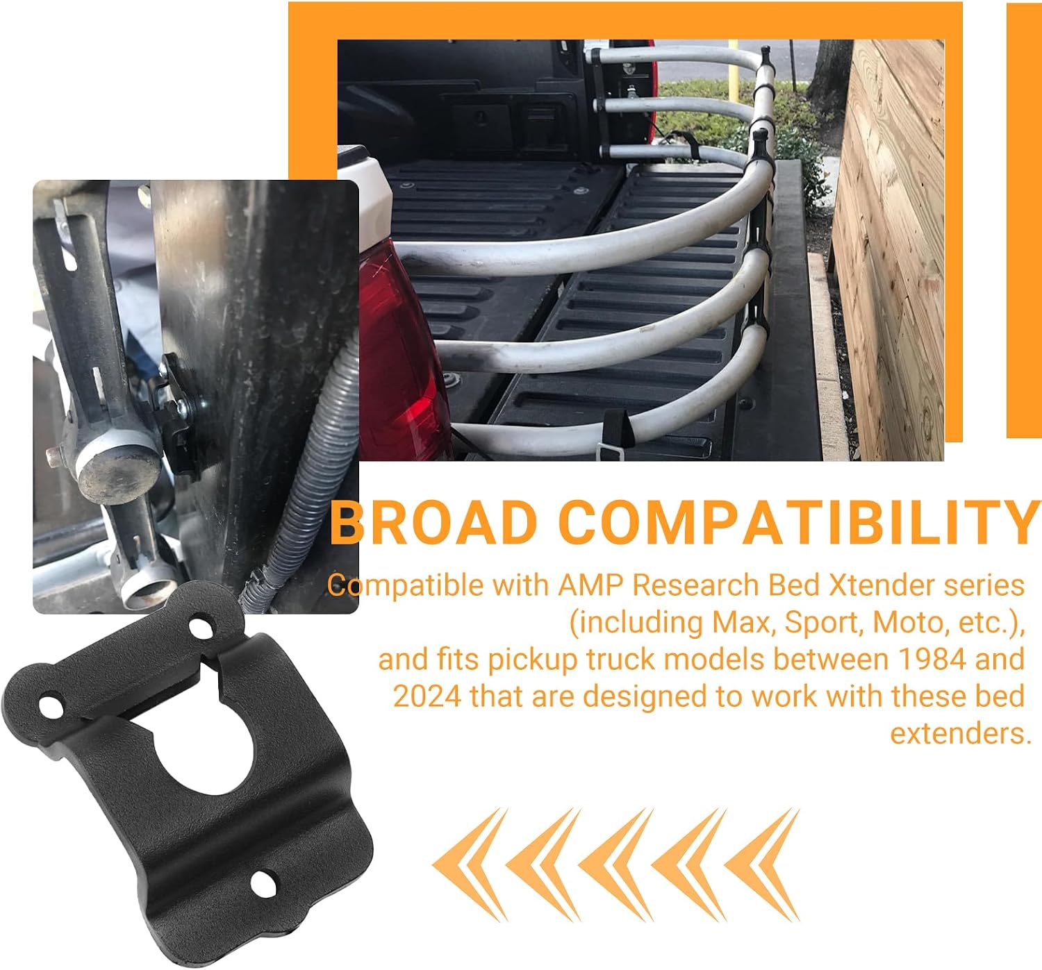 74604-01A No-Drill Truck Bed Tailgate Extender Mounting Bracket Kit | Compatible with Amp Research Bed Xtender Max, Sport, Moto – Universal Fit for 1984-2024 Toyota, Ford, Honda Trucks