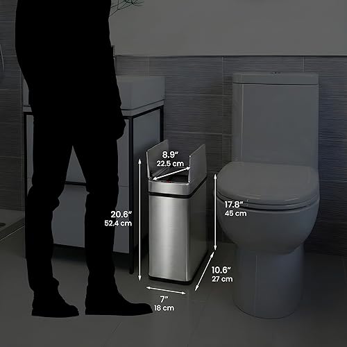 Miniatura 7 de iTouchless Bote de basura de acero inoxidable de 15 litros/4 galones con sensor de tapa abierta, funcionamiento automático sin contacto, diseño
