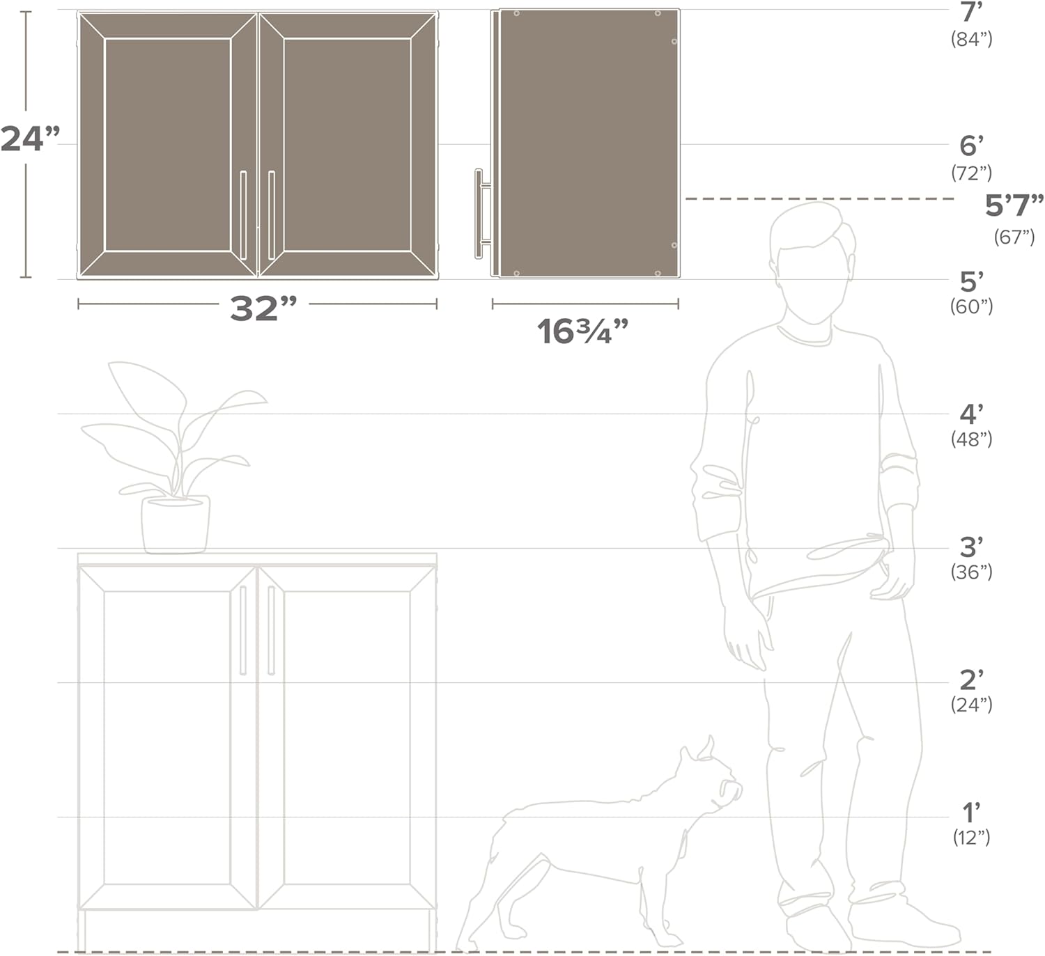White Wall Cabinet with Adjustable Shelving and Panel Doors
