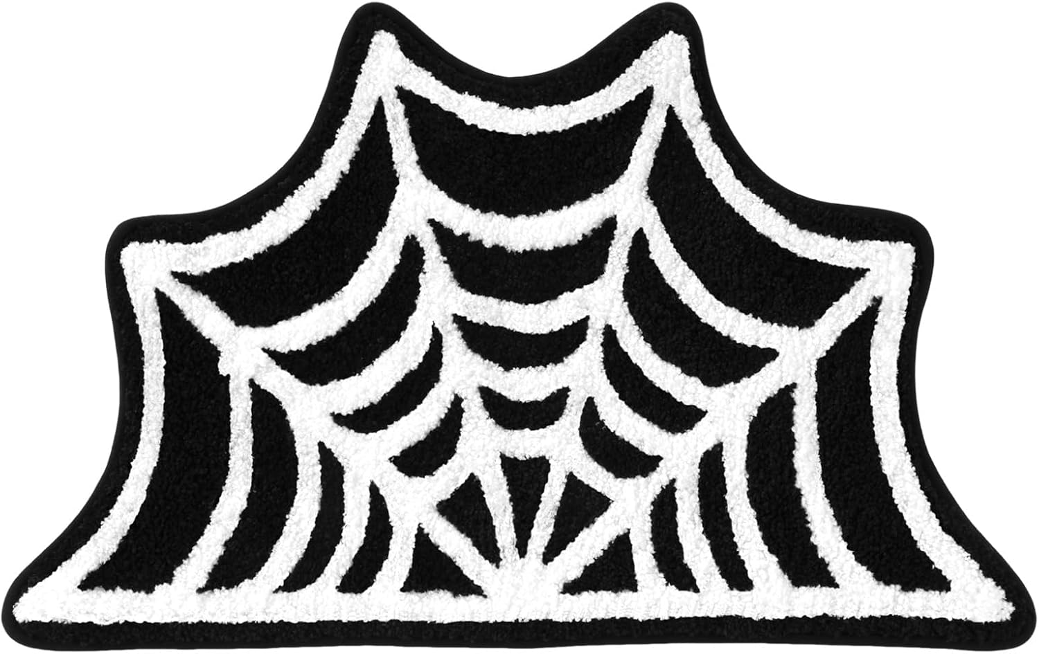 Spider Web Bath Mat 20x31 Inch Black, Soft and Absorbent Tufted Gothic Halloween Bathroom Rug Non Slip Washable, Gothic Bathroom Decor Rug Holiday Decorations