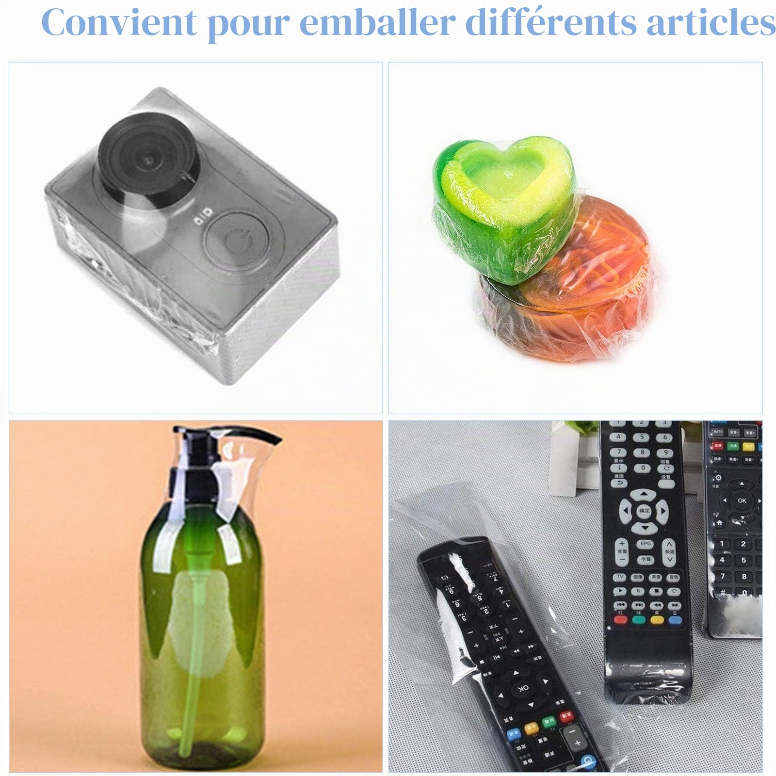 Sac Thermorétractable, 500Pcs Sacs d'emballage Thermorétractables Sont Utilisés pour Emballer Certains Articles comme des Boules de Bain des Bougies des Livres, Sac d'emballage Rétractable a 5 Tailles