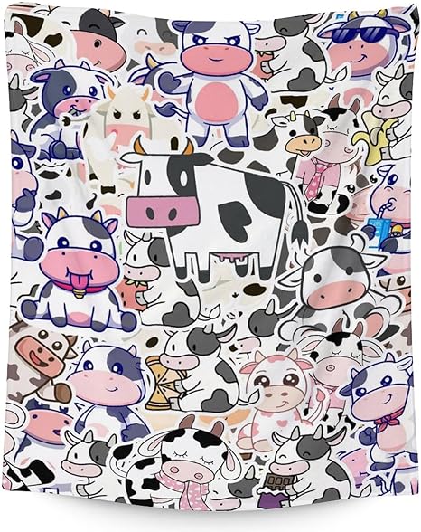 Mercuryelf Cow Throw Blanket - Soft, Fuzzy & Warm - 30x40 Inches Small Blankets for Lap, Crib - Cute Throws Gift for Kids
