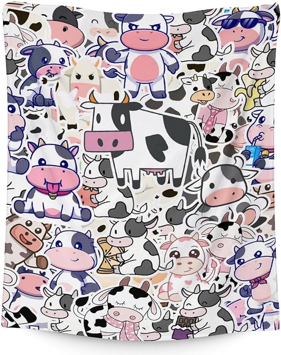 Mercuryelf Cow Throw Blanket - Soft, Fuzzy & Warm - 30x40 Inches Small Blankets for Lap, Crib - Cute Throws Gift for Kids