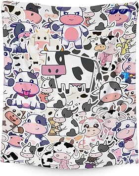 Mercuryelf Cow Throw Blanket - Soft, Fuzzy & Warm - 30x40 Inches Small Blankets for Lap, Crib - Cute Throws Gift for Kids
