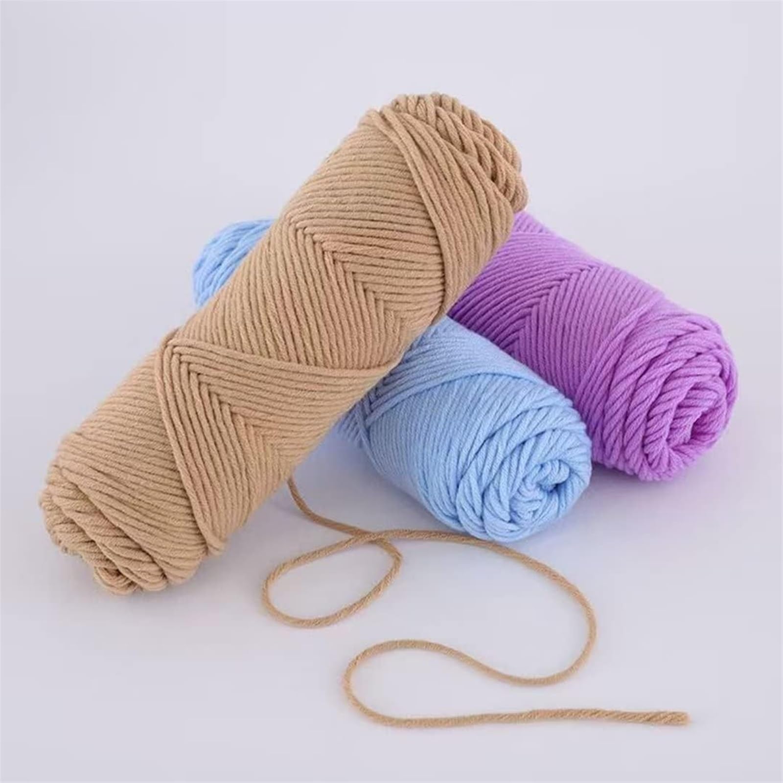 Hilo for tejer/ganchillo for manualidades hechas a mano, 3.53 oz/rollo de bola de hilo copetudo, hilo de bordado mixto de algodón y poliéster, hilo de ganchillo for tejer a mano, hilo de 8 capas for a